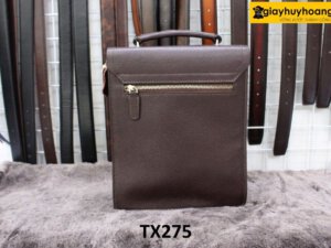 Túi xách đeo chéo da bò nam vân hạt nâu TX275 004