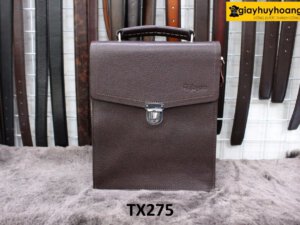 Túi xách đeo chéo da bò nam vân hạt nâu TX275 001