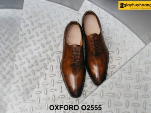 Giày da nam da trơn đục lỗ họa tiết Oxford O2555 001