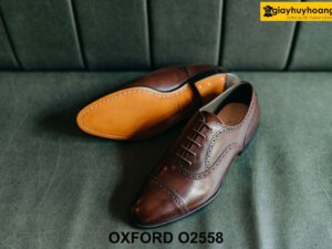 Giày tây nam màu nâu đậm công sở đẹp Oxford O2558 002