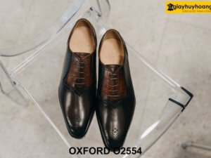 Giày da nam màu nâu đục lỗ mũi cao cấp Oxford O2554 005