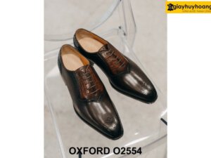Giày da nam màu nâu đục lỗ mũi cao cấp Oxford O2554 003