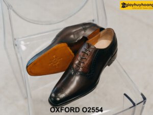 Giày da nam màu nâu đục lỗ mũi cao cấp Oxford O2554 007