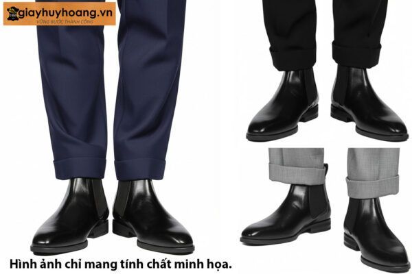 Giày da nam cổ thun phong cách chelsea boot CNS140 015