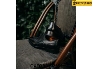 Giày da nam phối da đan xen màu đen Wingtips Oxford O2561 002