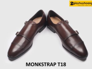 [Size 40] Giày da nam hai khóa màu nâu Monkstrap T18 004