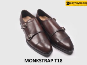 [Size 40] Giày da nam hai khóa màu nâu Monkstrap T18 003