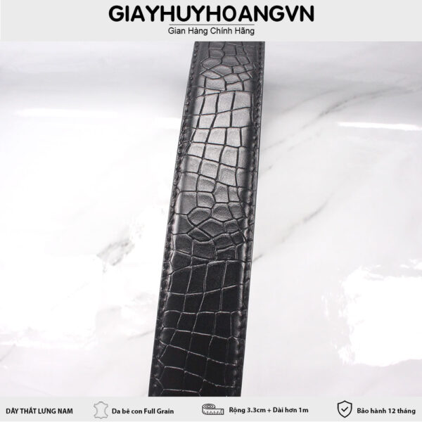 Dây thắt lưng nam khóa kim vân cá sấu 3.3cm DNX026 003