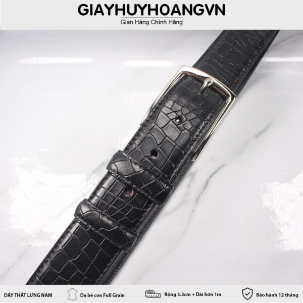 Dây thắt lưng nam khóa kim vân cá sấu 3.3cm DNX026 001