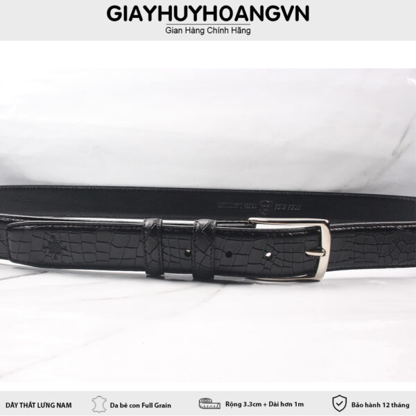 Dây thắt lưng nam khóa kim vân cá sấu 3.3cm DNX026 002