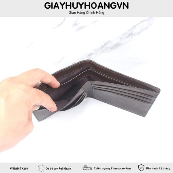 Bóp Ví ngang nam da bò nhỏ gọn 2 ngăn dài TX299 006