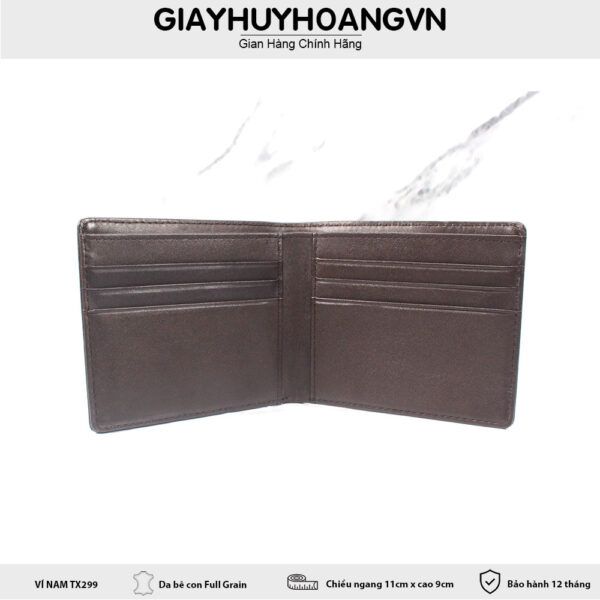 Bóp Ví ngang nam da bò nhỏ gọn 2 ngăn dài TX299 002