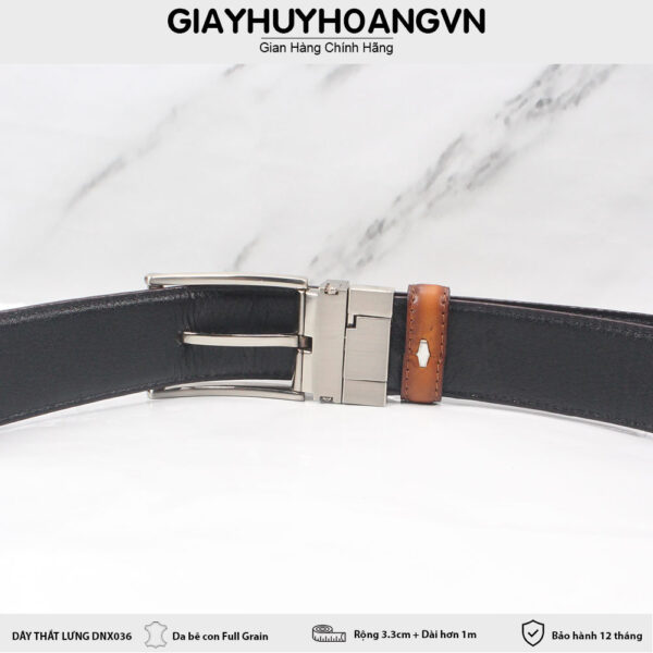 Dây nịt thắt lưng nam 3.3 cm khóa kim sáng bóng DNX036 005