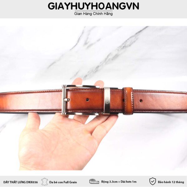 Dây nịt thắt lưng nam 3.3 cm khóa kim sáng bóng DNX036 004