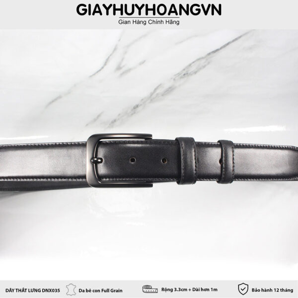 Dây nịt thắt lưng nam 3.3 cm khóa kim màu đen DNX035 003