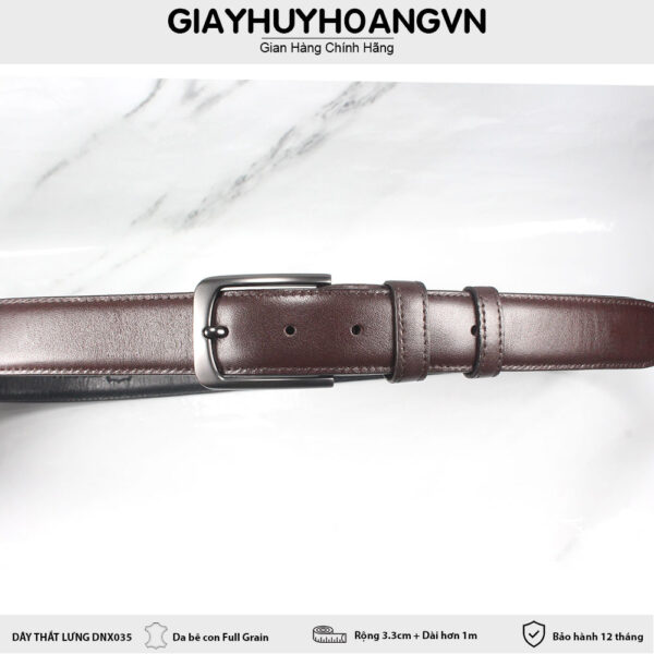 Dây nịt thắt lưng nam 3.3 cm khóa kim màu đen DNX035 002