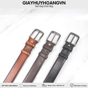 Dây nịt thắt lưng nam 3.3 cm khóa kim màu đen DNX035 001