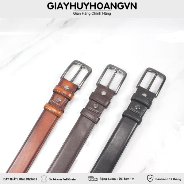 Dây nịt thắt lưng nam 3.3 cm khóa kim màu đen DNX035 001