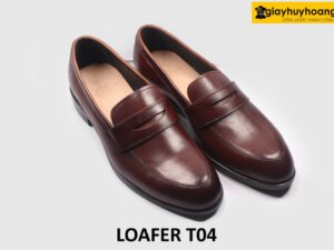 Giày lười nam đơn giản thanh lịch màu nâu cao cấp T04 002