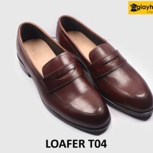 Giày lười nam đơn giản thanh lịch màu nâu cao cấp T04 002