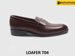 Giày lười nam đơn giản thanh lịch màu nâu cao cấp T04 001