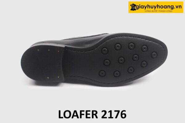 Giày lười nam phối da đan xen màu đen cao cấp loafer 2176 006