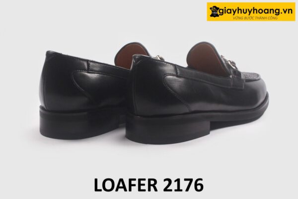 Giày lười nam phối da đan xen màu đen cao cấp loafer 2176 005