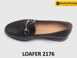 Giày lười nam phối da đan xen màu đen cao cấp loafer 2176 002