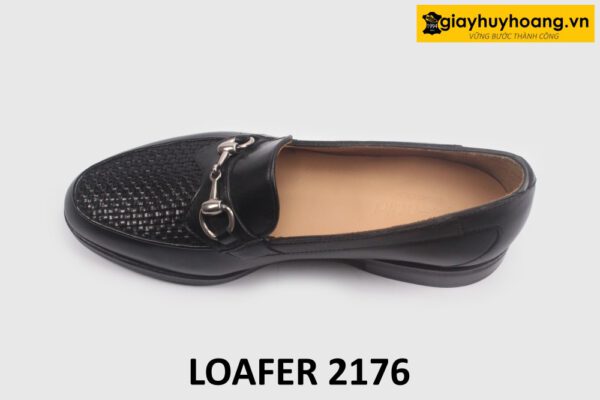 Giày lười nam phối da đan xen màu đen cao cấp loafer 2176 002