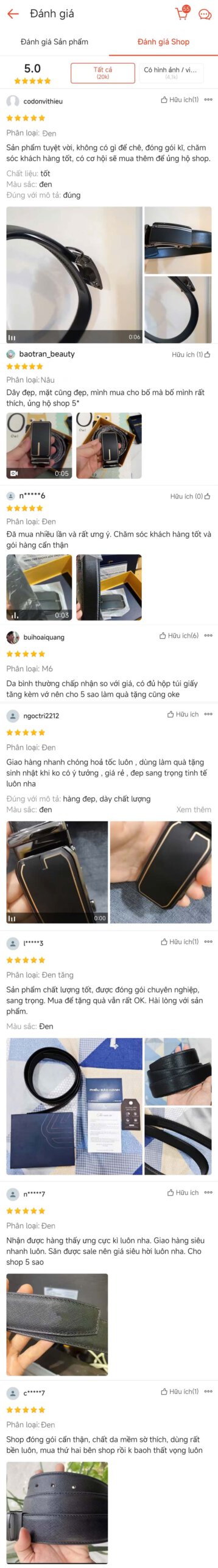 Đánh giá sản phẩm shop sau khi mua hàng