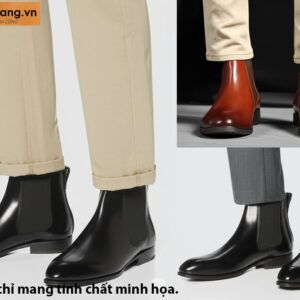 Giày da cổ cao thời trang màu đen lịch lãm Chelsea Boot HH47JG 0125