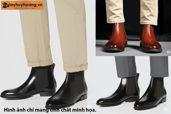 Giày da cổ cao thời trang màu đen lịch lãm Chelsea Boot HH47JG 0125