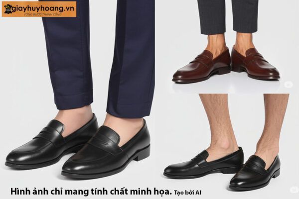 Giày lười nam đơn giản thanh lịch màu nâu cao cấp T04 01212