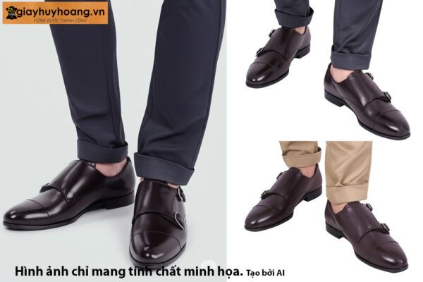 Giày da nam thủ công đế khâu bền bỉ Monkstrap T016 00125