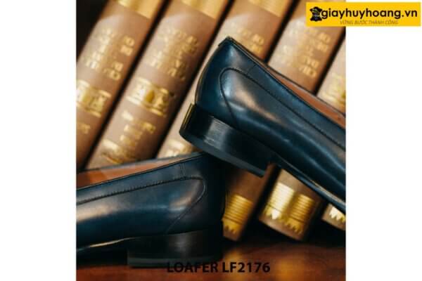 Giày lười nam phối da đan xen màu đen cao cấp loafer 2176 003