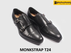 Giày da nam không dây màu đen có khóa Monkstrap T24 002