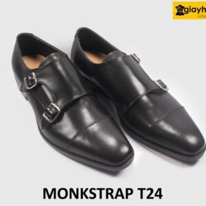 Giày da nam không dây màu đen có khóa Monkstrap T24 002