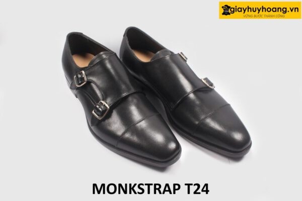 Giày da nam không dây màu đen có khóa Monkstrap T24 002