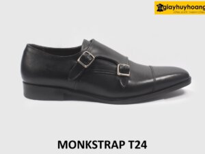 Giày da nam không dây màu đen có khóa Monkstrap T24 001