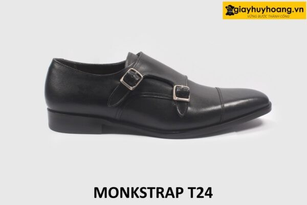 Giày da nam không dây màu đen có khóa Monkstrap T24 001