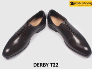 Giày da nam mũi da trơn nâu thanh lịch Derby T22 003