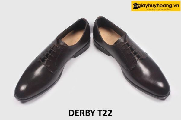Giày da nam mũi da trơn nâu thanh lịch Derby T22 003