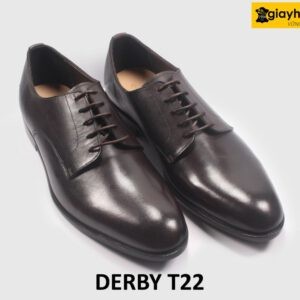 Giày da nam mũi da trơn nâu thanh lịch Derby T22 002