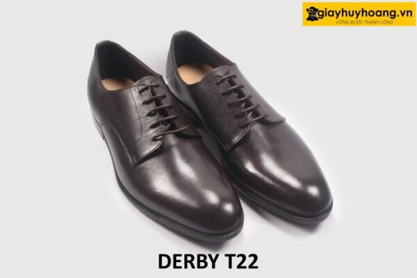Giày da nam mũi da trơn nâu thanh lịch Derby T22 002