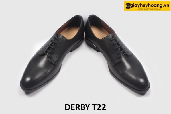 Giày tây nam mũi da trơn màu đen Derby T22 003