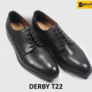 Giày tây nam mũi da trơn màu đen Derby T22 002