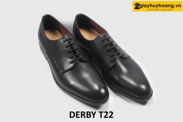 Giày tây nam mũi da trơn màu đen Derby T22 002
