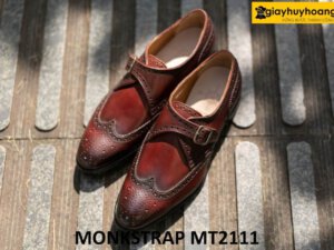 Giày da nam cao cấp đục lỗ Wingtips Monkstrap MT2111 001