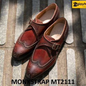 Giày da nam cao cấp đục lỗ Wingtips Monkstrap MT2111 001