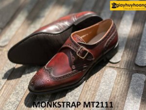 Giày da nam cao cấp đục lỗ Wingtips Monkstrap MT2111 004
